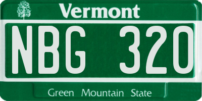 VT license plate NBG320