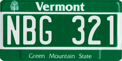 VT license plate NBG321