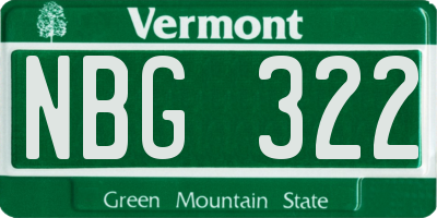 VT license plate NBG322