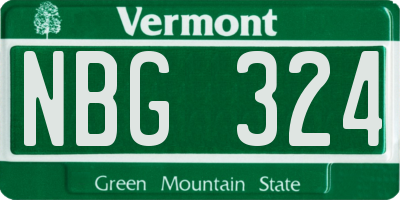 VT license plate NBG324