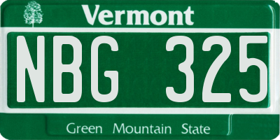 VT license plate NBG325