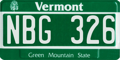 VT license plate NBG326
