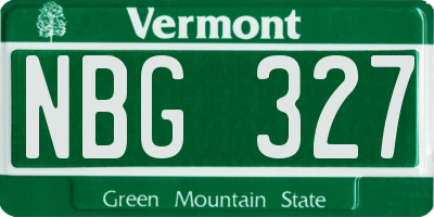 VT license plate NBG327