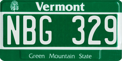VT license plate NBG329