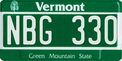 VT license plate NBG330