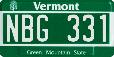 VT license plate NBG331