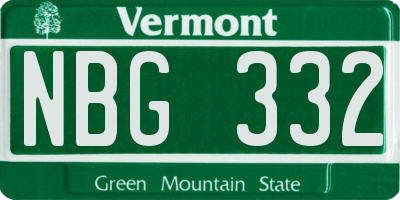 VT license plate NBG332