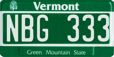 VT license plate NBG333