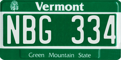 VT license plate NBG334
