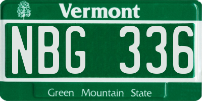 VT license plate NBG336