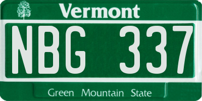 VT license plate NBG337