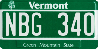 VT license plate NBG340