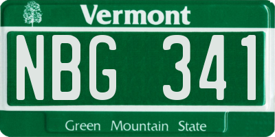 VT license plate NBG341