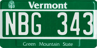 VT license plate NBG343