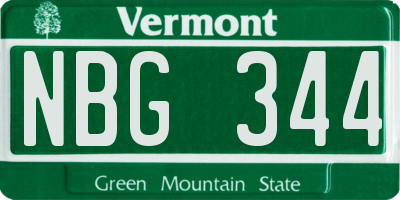 VT license plate NBG344