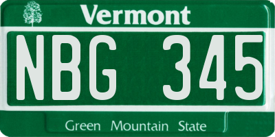 VT license plate NBG345