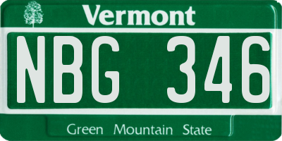 VT license plate NBG346