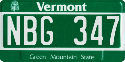 VT license plate NBG347