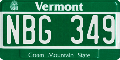 VT license plate NBG349