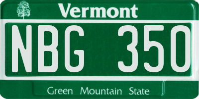 VT license plate NBG350
