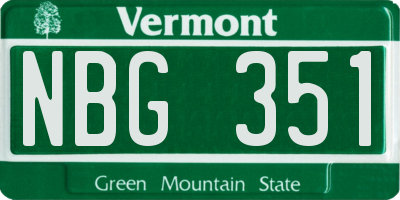 VT license plate NBG351
