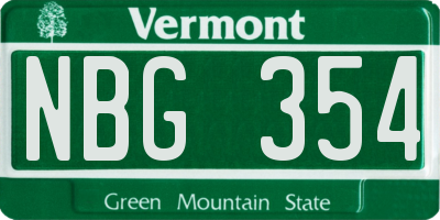 VT license plate NBG354