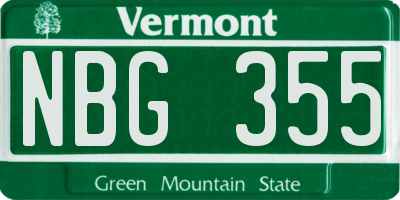 VT license plate NBG355