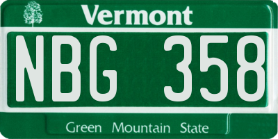 VT license plate NBG358
