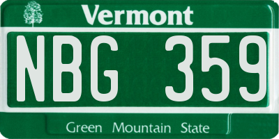 VT license plate NBG359