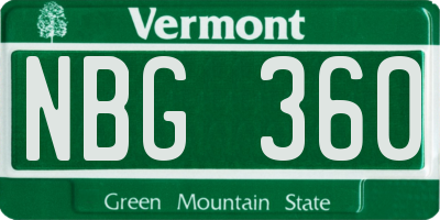 VT license plate NBG360