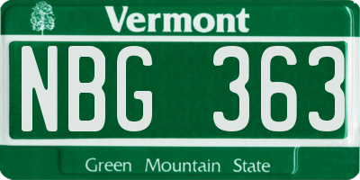 VT license plate NBG363