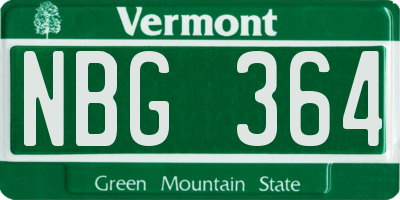VT license plate NBG364