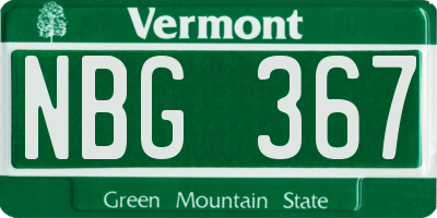 VT license plate NBG367