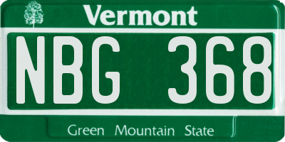 VT license plate NBG368