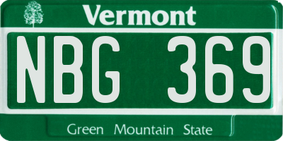 VT license plate NBG369