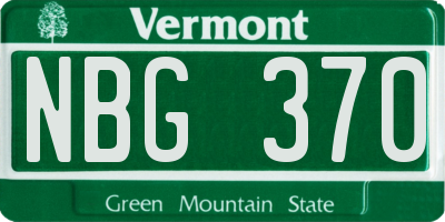 VT license plate NBG370