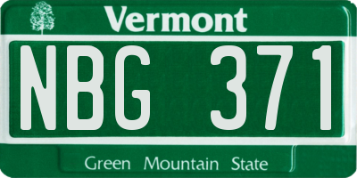VT license plate NBG371