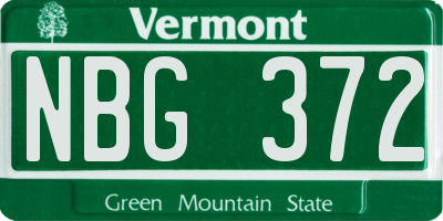 VT license plate NBG372