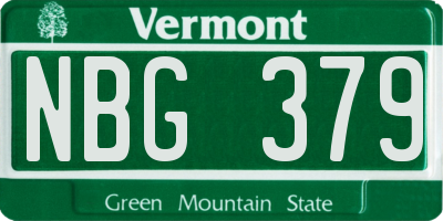 VT license plate NBG379