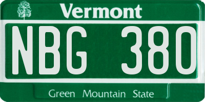VT license plate NBG380