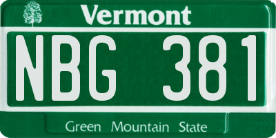 VT license plate NBG381