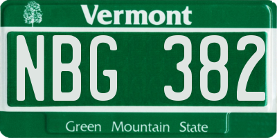VT license plate NBG382