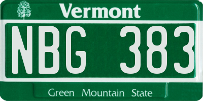 VT license plate NBG383