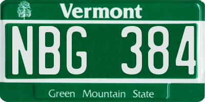 VT license plate NBG384