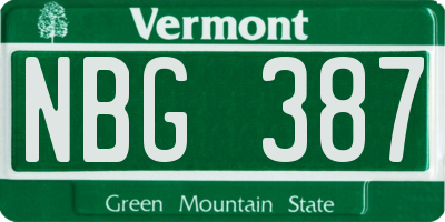 VT license plate NBG387