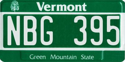 VT license plate NBG395