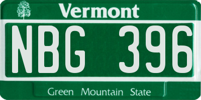 VT license plate NBG396