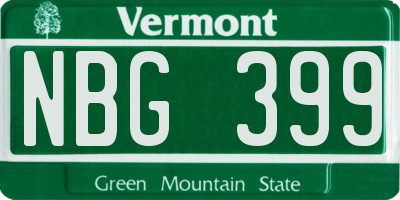 VT license plate NBG399