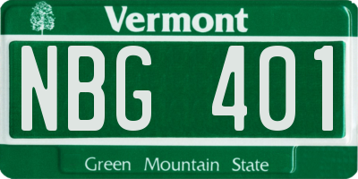 VT license plate NBG401