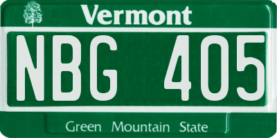 VT license plate NBG405